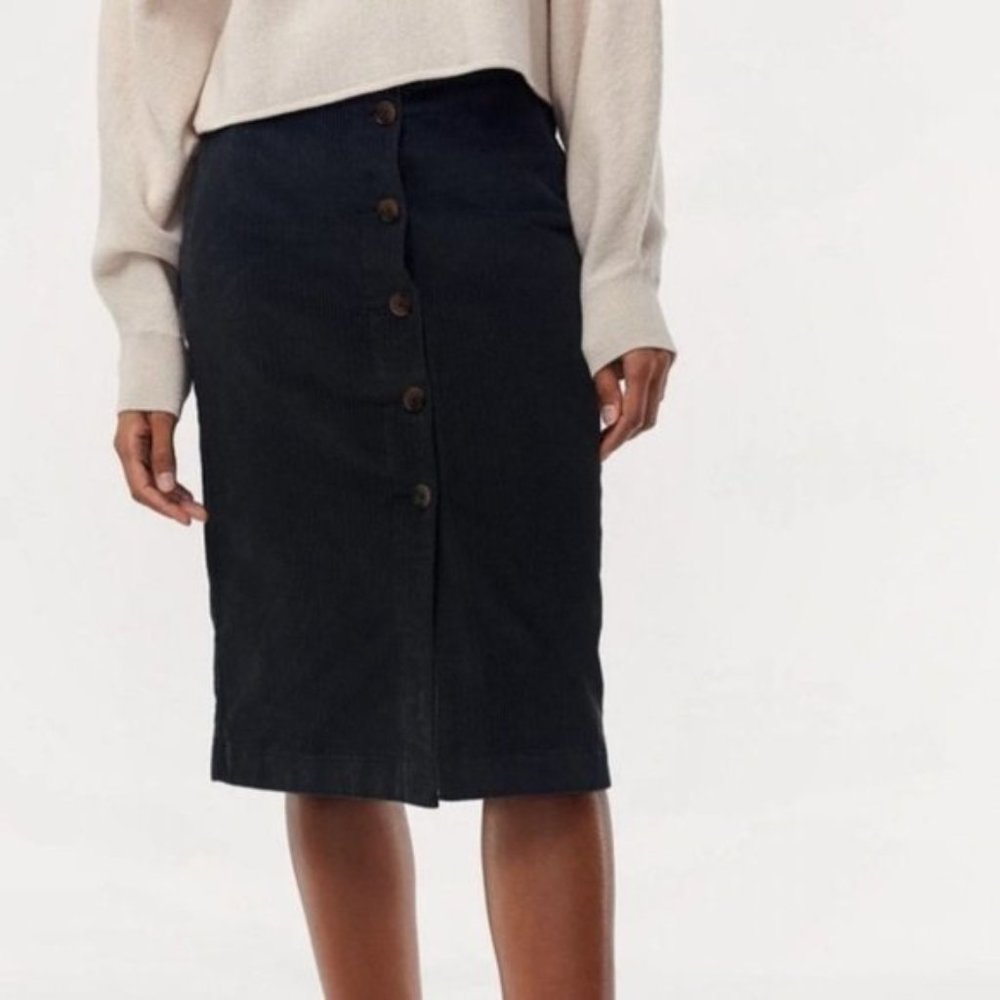 Aritzia Wilfred Free Layne Corduroy Midi Skirt Small Black High Waisted Straight